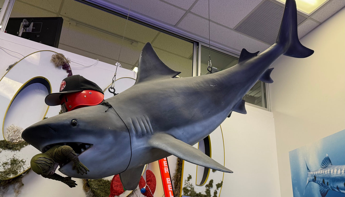 Per Day - Prop Rental - 7.5 Foot Bull Shark Replica with Eyelets for Hanging- Fragile
