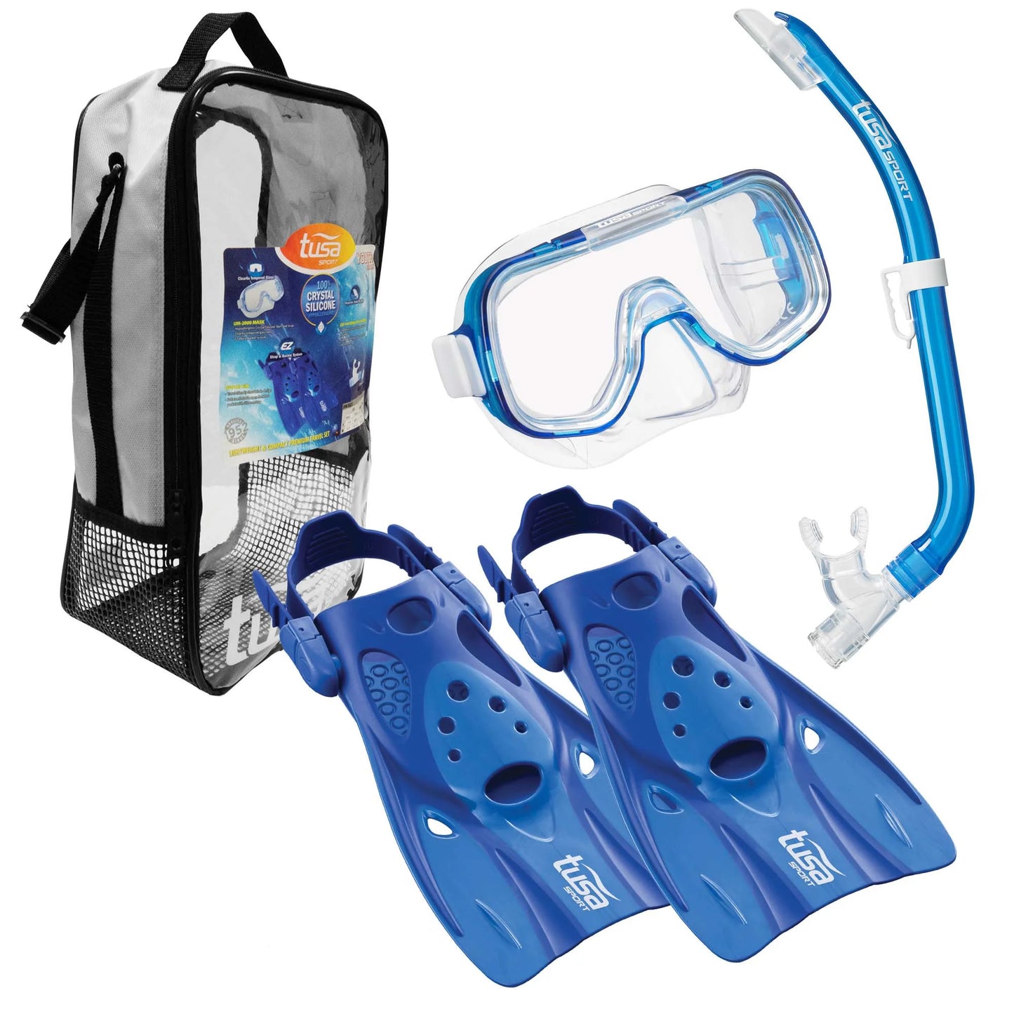 TUSA SPORT Mini-Kleio Hyperdry Youth Travel Mask, Snorkels and Fins Set