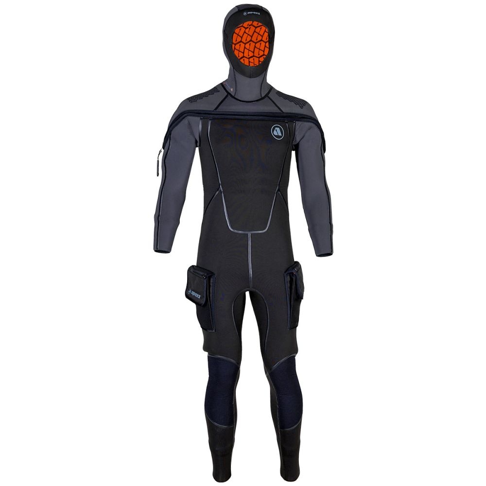 Apeks Warmest Mens Semi-Dry Wetsuit 8/7MM, BLK/GREY
