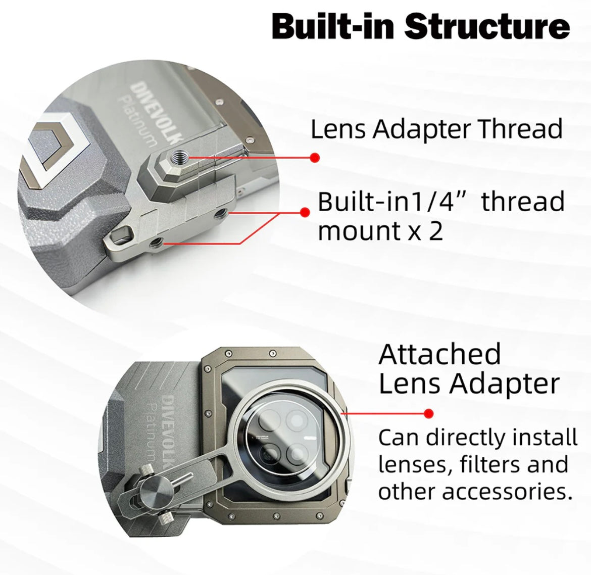 DiveVolk SeaTouch 4 Platinum Max Underwater Smartphone Housing - Aluminium