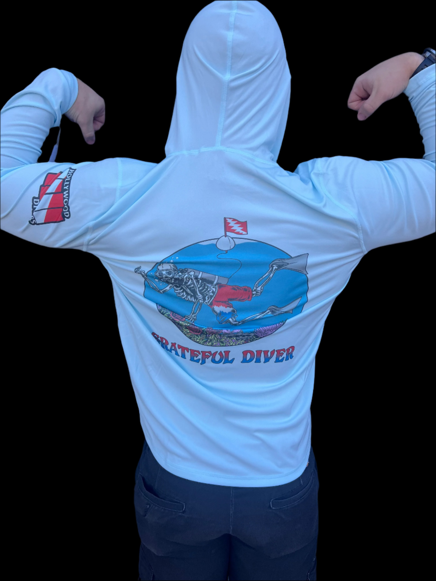Grateful Diver and Hollywood Divers Hooded Rashguard Sale Price Holiday Offer