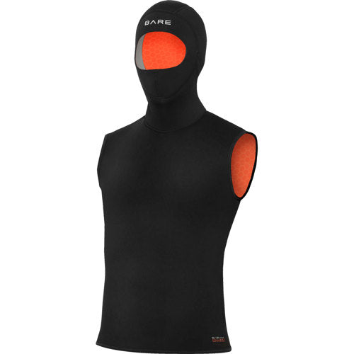 Bare Wetsuit Divers Ultrawarmth Hooded Vest Mens, Black