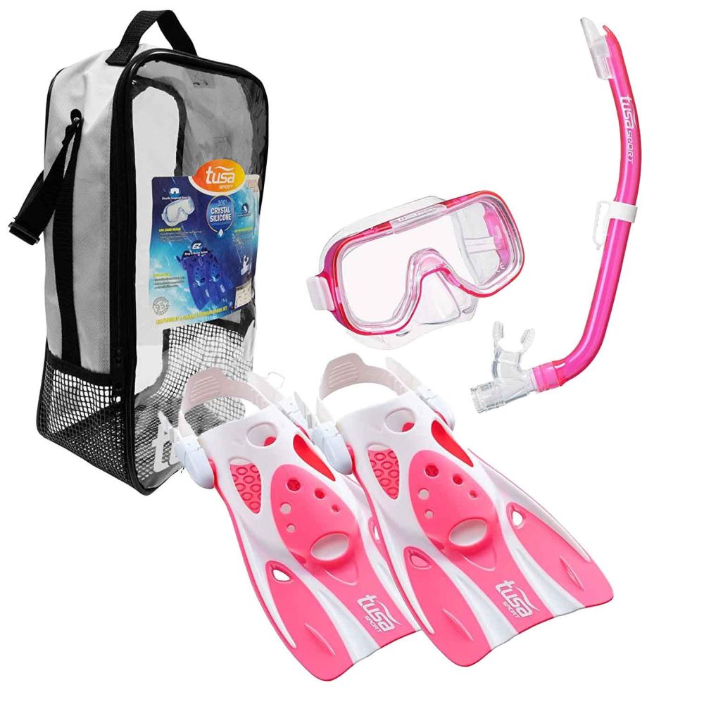 TUSA SPORT Mini-Kleio Hyperdry Youth Travel Mask, Snorkels and Fins Set