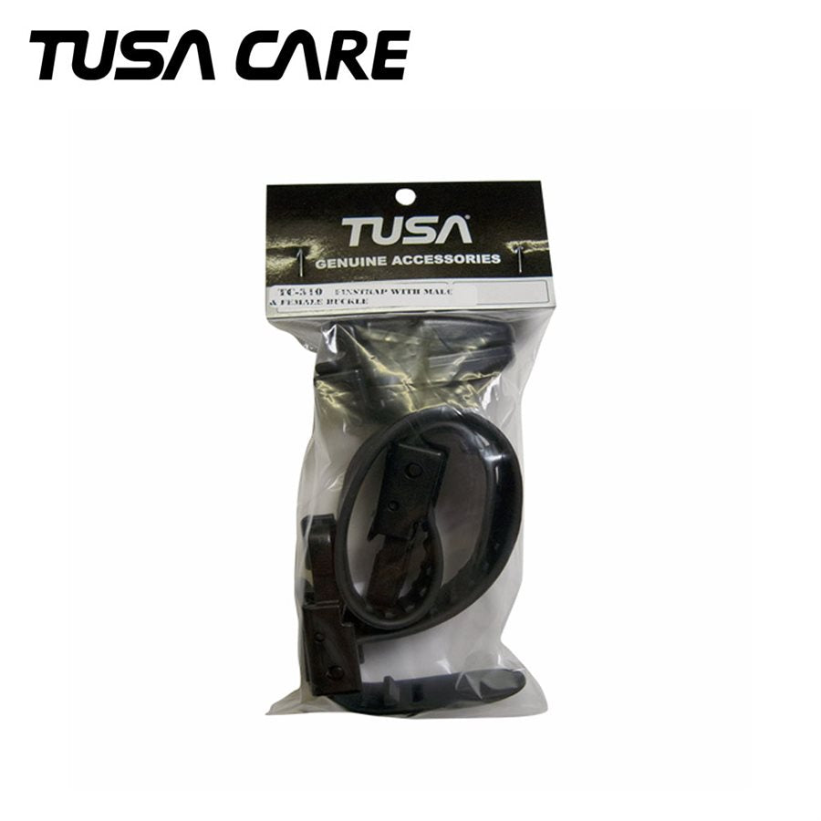 TUSA FINSTRAP WITH MALE & FEMALE BUCKLE - BLACK